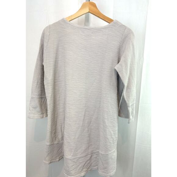 CMC COLOR ME COTTON M Textured Knit Pullover Top 3/4 Sleeve Hi Low Hem Gray USA - Picture 2 of 6